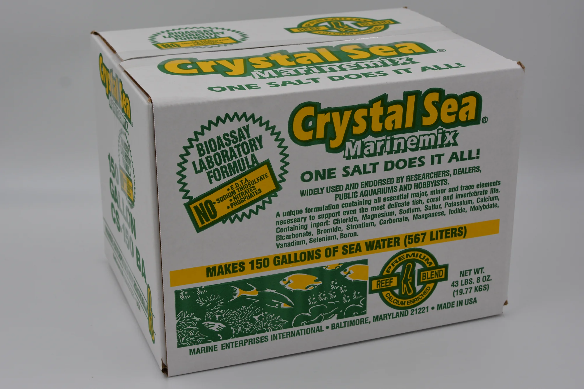 Bioassay Crystal Seas salt for reef tank